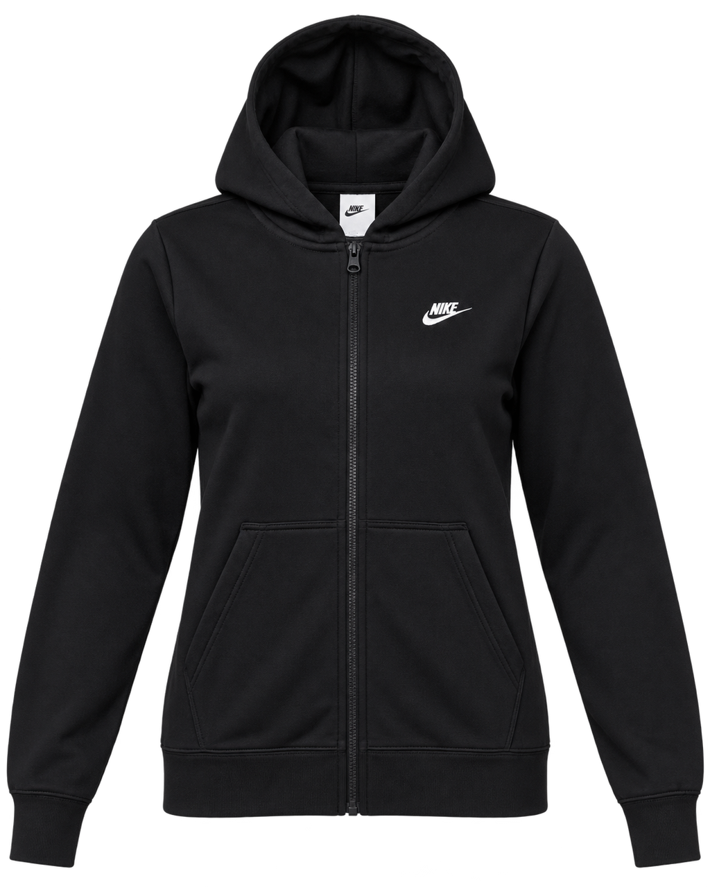 Nike Women's Sportswear Club Fleece Full-Zip Hoodie - DQ5471-010 - Black & White