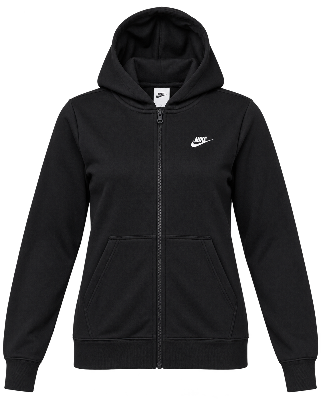 Nike Women's Sportswear Club Fleece Full-Zip Hoodie - DQ5471-010 - Black & White