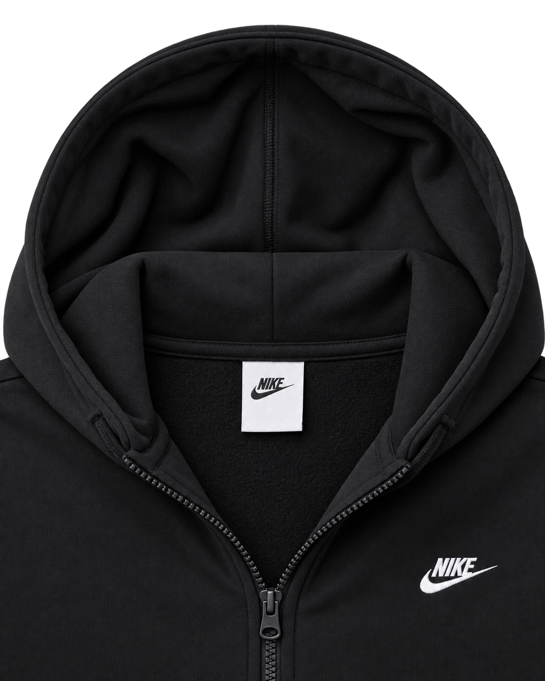 Nike Women's Sportswear Club Fleece Full-Zip Hoodie - DQ5471-010 - Black & White